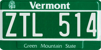 VT license plate ZTL514