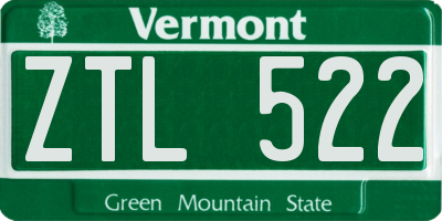 VT license plate ZTL522