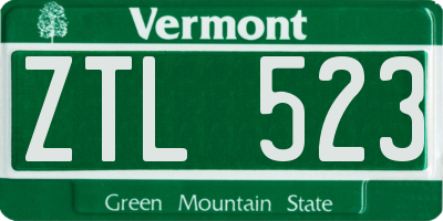 VT license plate ZTL523