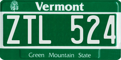 VT license plate ZTL524