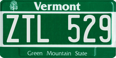 VT license plate ZTL529
