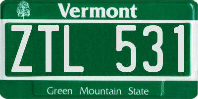VT license plate ZTL531