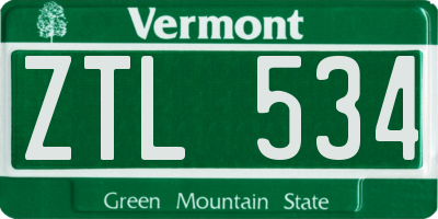 VT license plate ZTL534