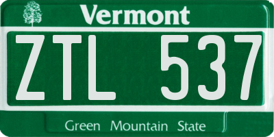 VT license plate ZTL537