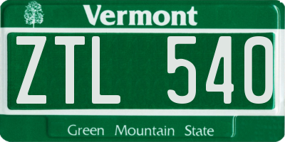 VT license plate ZTL540