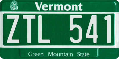 VT license plate ZTL541