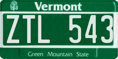 VT license plate ZTL543
