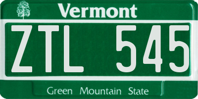 VT license plate ZTL545