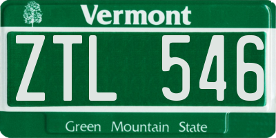 VT license plate ZTL546