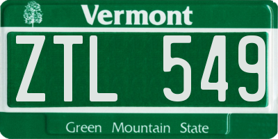 VT license plate ZTL549