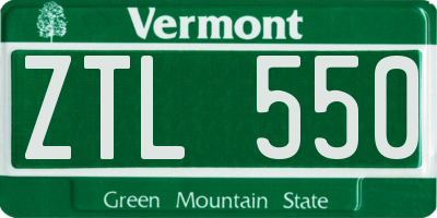 VT license plate ZTL550
