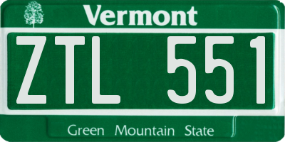 VT license plate ZTL551