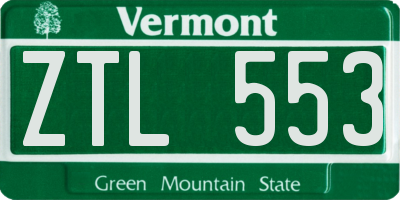 VT license plate ZTL553