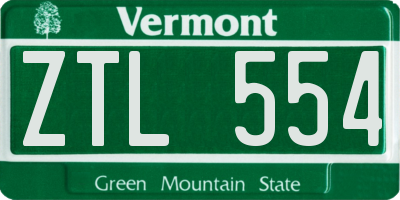 VT license plate ZTL554