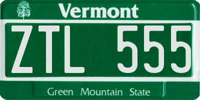 VT license plate ZTL555