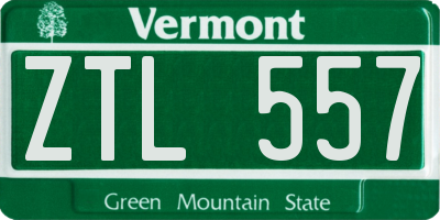 VT license plate ZTL557