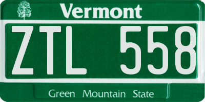 VT license plate ZTL558