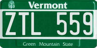 VT license plate ZTL559