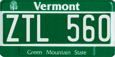 VT license plate ZTL560