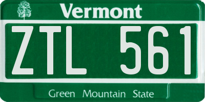 VT license plate ZTL561