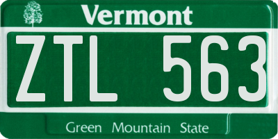 VT license plate ZTL563