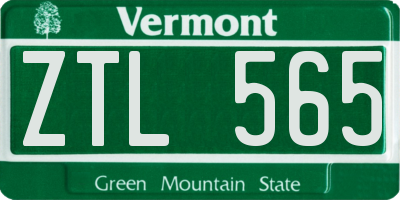 VT license plate ZTL565
