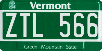 VT license plate ZTL566