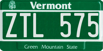 VT license plate ZTL575