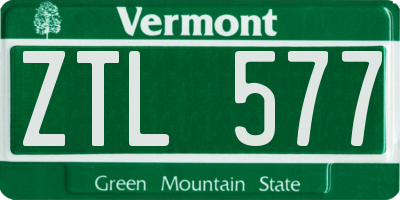 VT license plate ZTL577