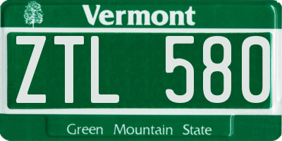 VT license plate ZTL580