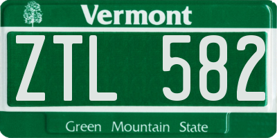 VT license plate ZTL582