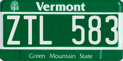 VT license plate ZTL583