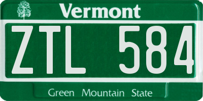 VT license plate ZTL584