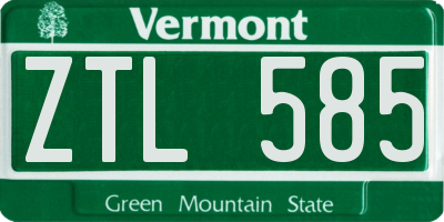 VT license plate ZTL585