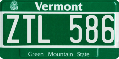 VT license plate ZTL586