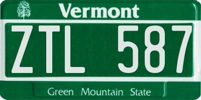 VT license plate ZTL587