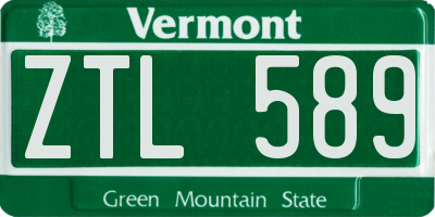 VT license plate ZTL589