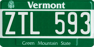 VT license plate ZTL593