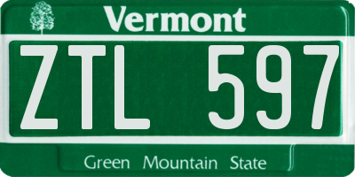 VT license plate ZTL597