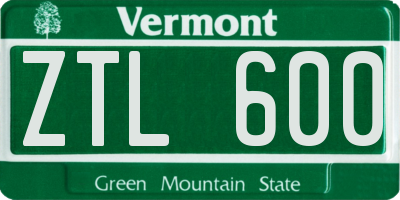 VT license plate ZTL600