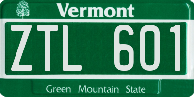 VT license plate ZTL601