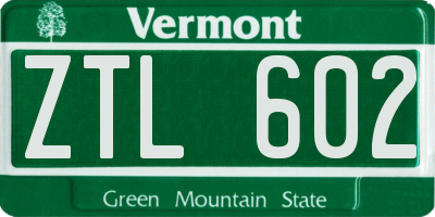VT license plate ZTL602