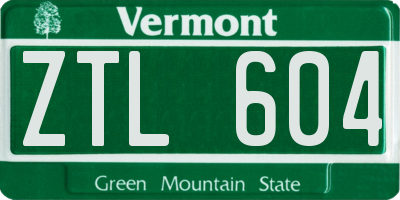 VT license plate ZTL604