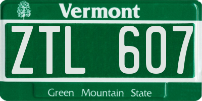 VT license plate ZTL607