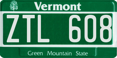 VT license plate ZTL608