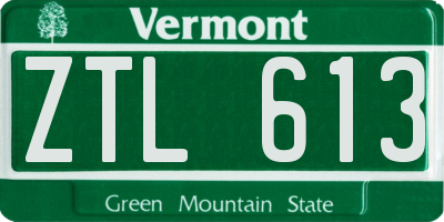 VT license plate ZTL613