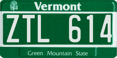 VT license plate ZTL614