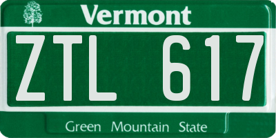 VT license plate ZTL617
