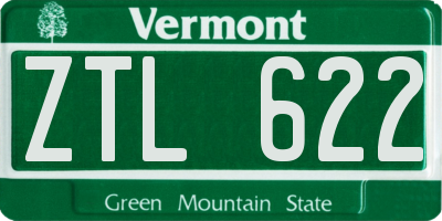 VT license plate ZTL622