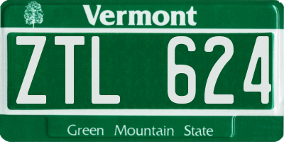 VT license plate ZTL624